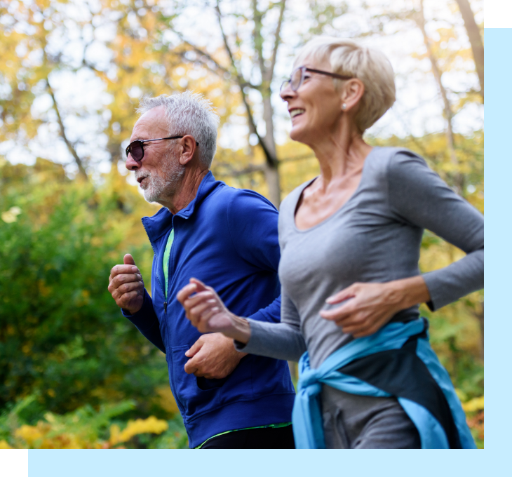 Healthy Senior Couple enjoying nature, exercising. Florida Health Connector - An Authorized Agency for Florida Blue - Insurance for Everyone in Florida
